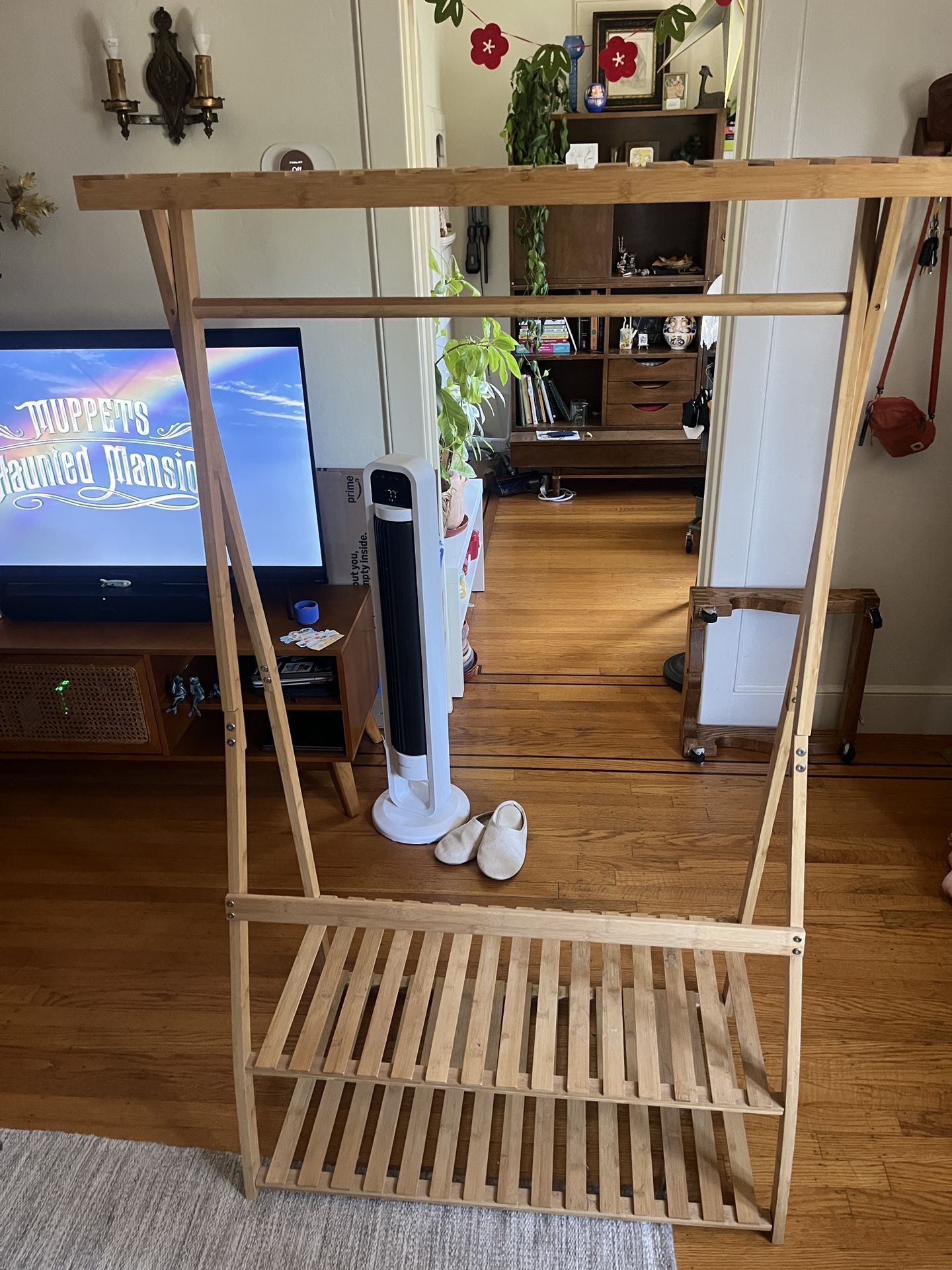 Bamboo Garment And Shoe Rack