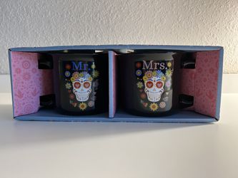 New Mr & Mrs Sugar Skull Coffee Mugs