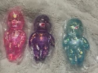 Glitter Jelly Baby Doll Figures Set of 3