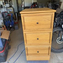 Solid Wood, Three Door File Cabinet