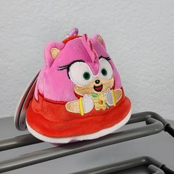 3.5" Squishmallow Sonic The Hedgehog Pink Amy With Flower Keychain Charm Plush