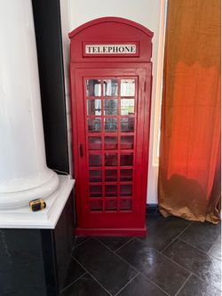 Antique original telephone booth bar cabinet