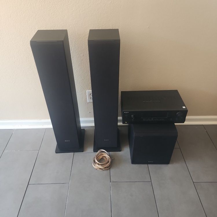 Sony Receiver With Powered Sub And Floor Speakers