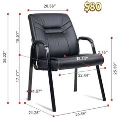 😀 2Pcs CLATINA Big Tall Wide Office Guest Chair Heavy Duty 500lbs Leather Comfy Side Reception Chairs with Arms No Wheels, Executive Bariatric Lobby 