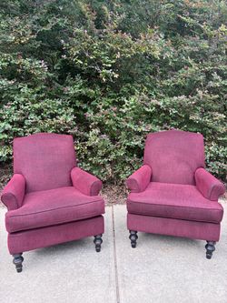 Pair of Burgundy Upholstered Armchairs