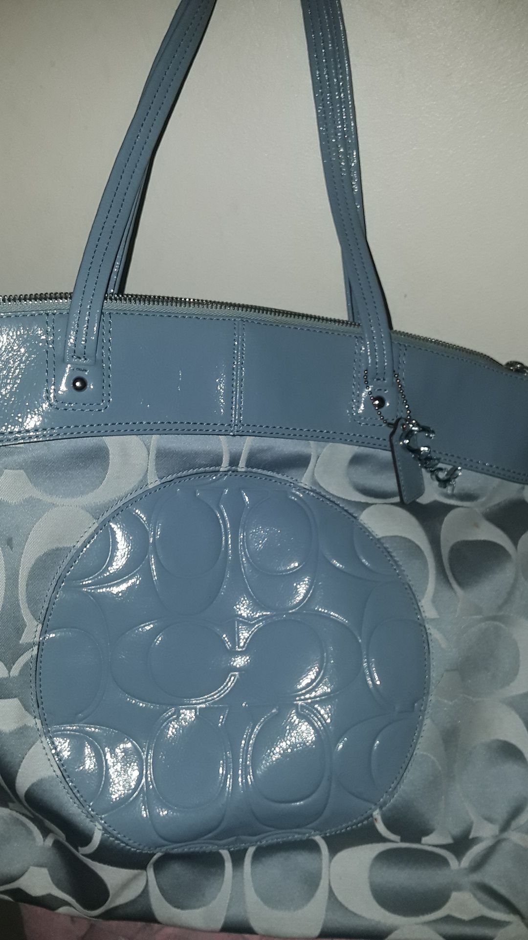 Coach signature tote purse Big C's baby blue charms pink coach tote