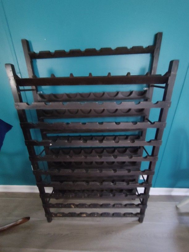 Vintage Wine Rack 80ct Stained Looks Like Cherry Can Be Wall Mounted Or Left Standing