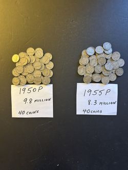Coins – Philadelphia mint – very low Mintage – 1950P and 1955P - Total 80 coins $61