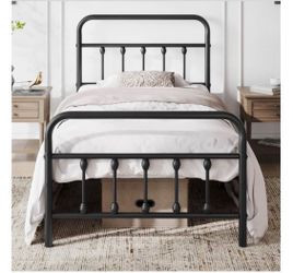 Black metal twin bed frame