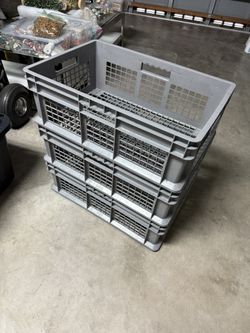 4 Big And Strong Plastic Containers Storage Bins Stackables- Totes - Trays 24” X 16” X 8”