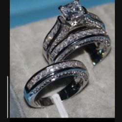 ❤Womens Wedding Engagement Ring Set Princess White Cz 925 Sterling Silver Sz 5-10❤