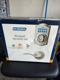 Schlage Camelot Satin Nickel Electronic Keypad Deadbolt Door Lock with Accent Door Handle