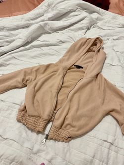 Peach Cropped Hoodie with zipper