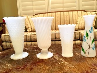Beautiful Milk Glass Vases 10.00 each