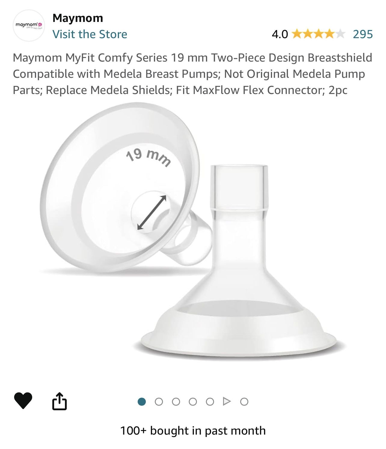 Maymom MyFit Comfy Series 19 mm Two-Piece Design Breastshield Compatible with Medela Breast Pumps; Not Original Medela Pump Parts; Replace Medela Shie