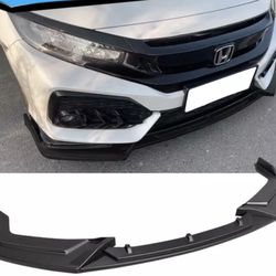 Fits 17-21 Honda Civic Hatchback IKON Style Front Bumper Spoiler Matte Black 3PC