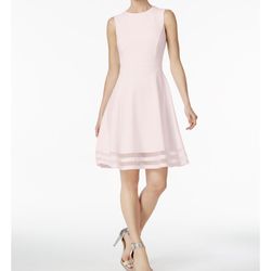 Illusion-Trim Fit & Flare Dress