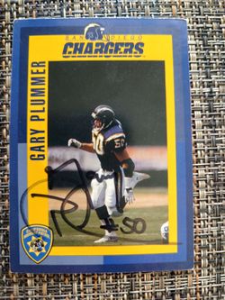 Gary Plummer autographed Charger CHP card