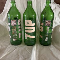 3 Vintage 7 Up Bottles 