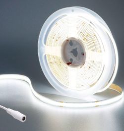 24V COB LED Strip Light Cool White 6000K 2400LEDs 16.4ft/5M 4500lm CRI 93+ Uniform Glow Flexible IP20 Not Waterproof LED Tape Lights for DIY Bedroom