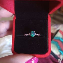 New S.925 Sterling Silver Fire Opal Ring Size 8 