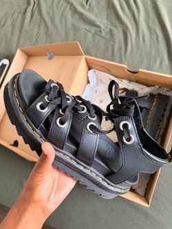 Dr. Martens Black Leather Platform Sandals