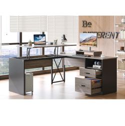 L Shaped Standing Desk with Lift Top, 55"x55" Standing Corner Desk for Home Office, Computer Desk with Reversible File Drawer and Monitor Stand, Grey