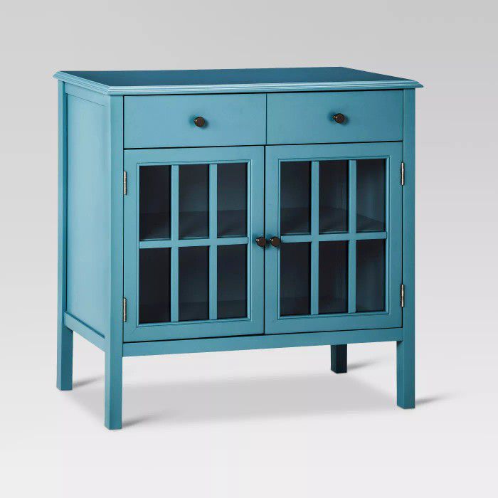 ** NEW ** THRESHOLD Windham 2 Door Cabinet with Drawers in Teal