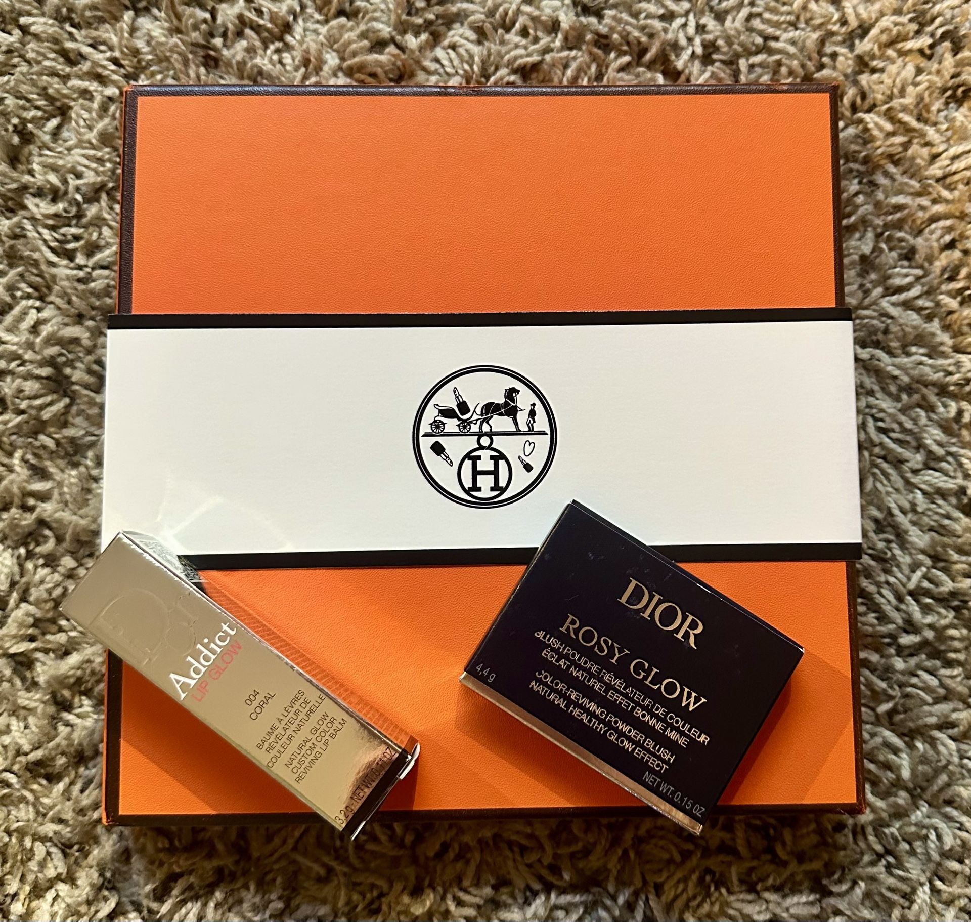 Authentic Hermes And Dior Beauty | Makeup Bundle | Blush, 5 Lipstick, And Addict Lip Glow |