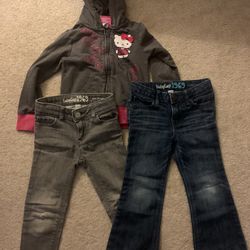 Gap kids Jeans Size 3 and Hello Kitty Hoodie size 4