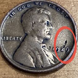 1929 Wheat Cent With Void Error