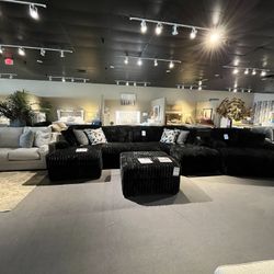 Black 3PC Chaise Sectional Couch