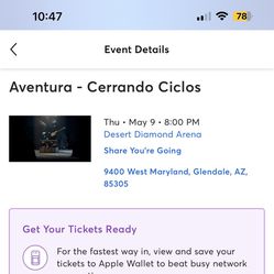 Aventura tickets for May 9th Show