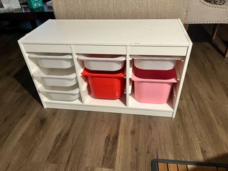 IKEA TROFAST White Storage Unit with Bins