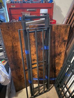 Wood and metal bakers rack
