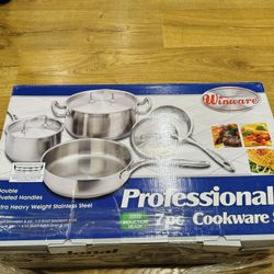 Professional 7pc Cookware Set, Extra Heavy Weight Stainless Steel (Brand New)