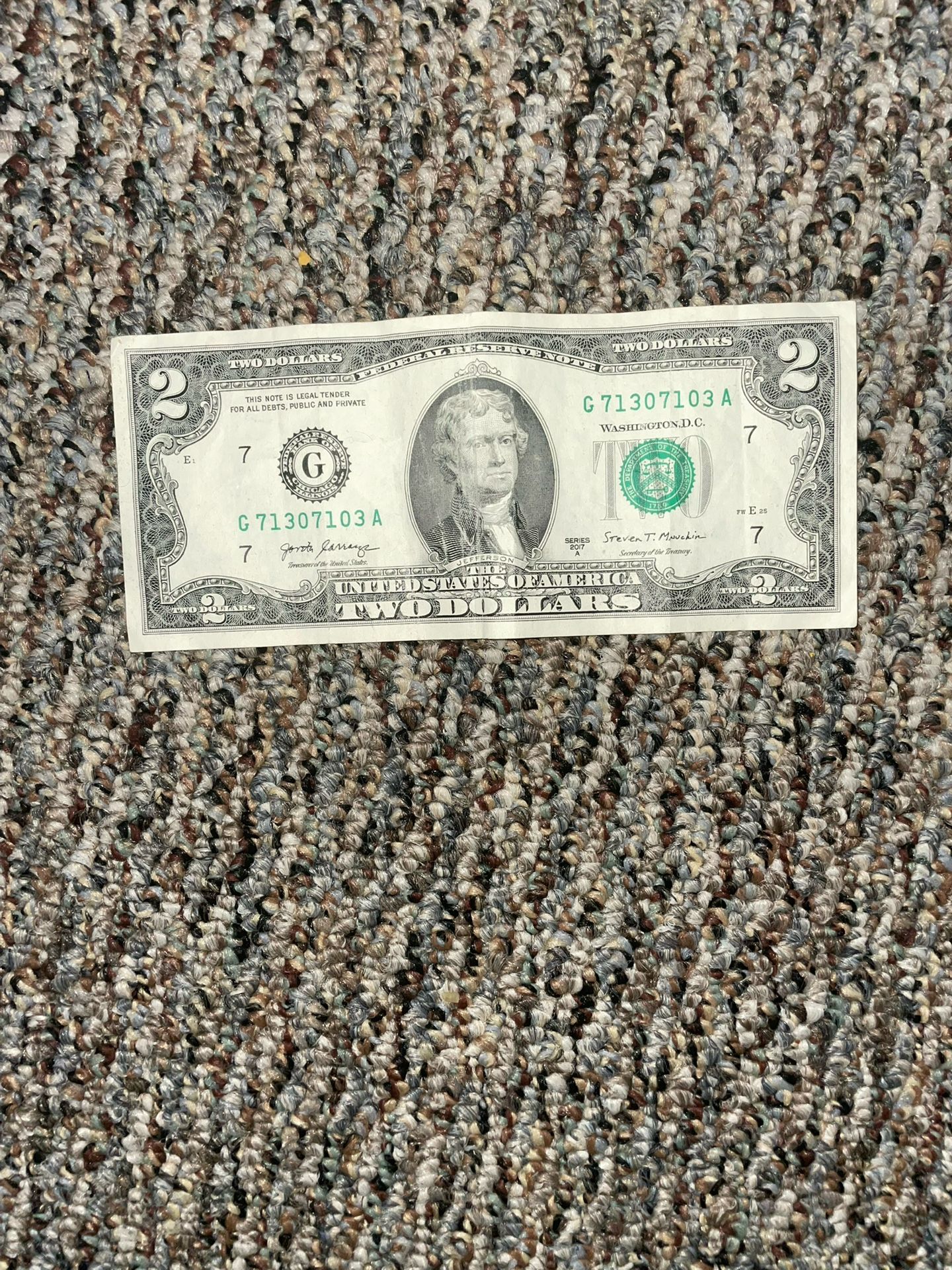 Rare 2$ Bill 2017 Series A