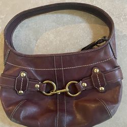 Cute Brown Leather Coach Hobo Bag Small