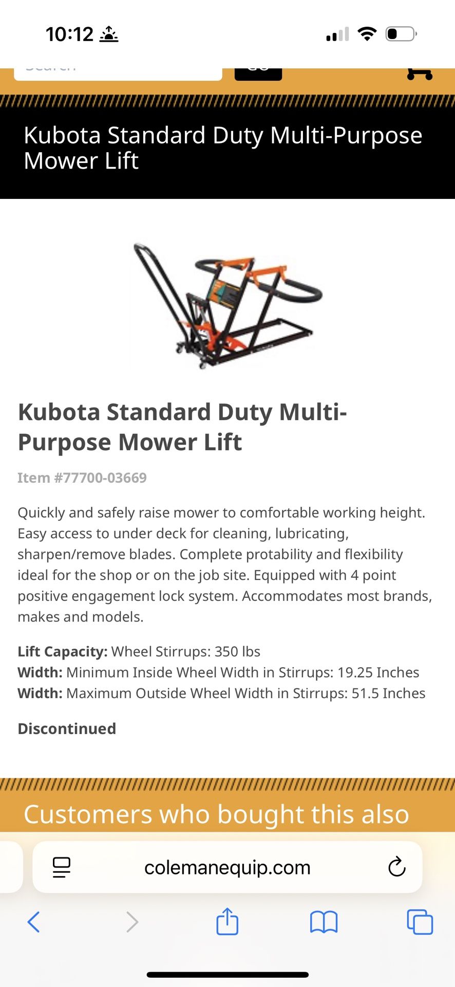 Kubota Mower Lift