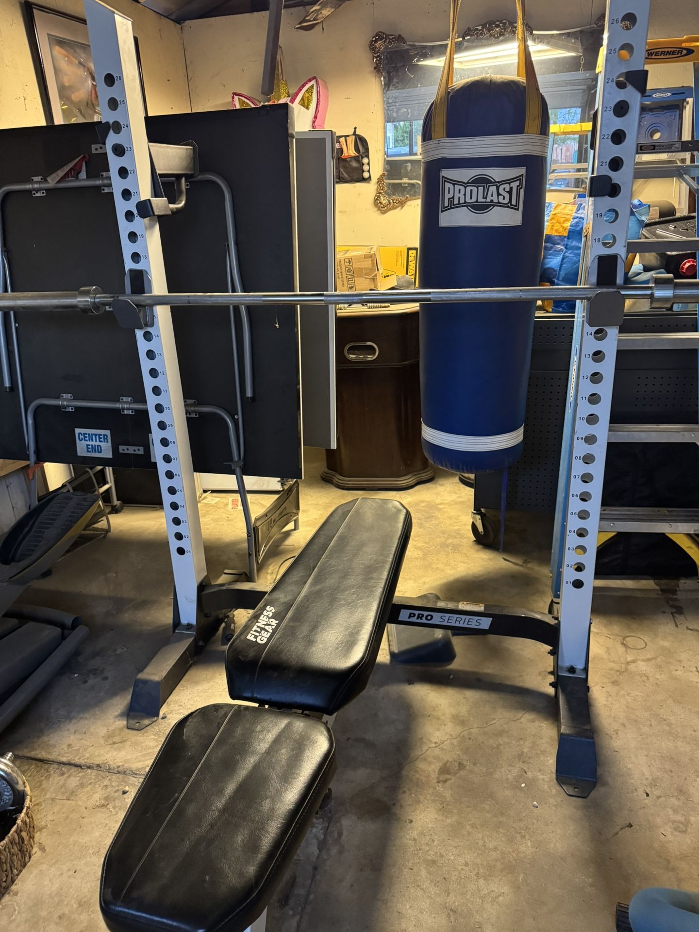 Complete Home Gym Starter Set – Bench + Barbell + 300+ lbs Olympic Plates