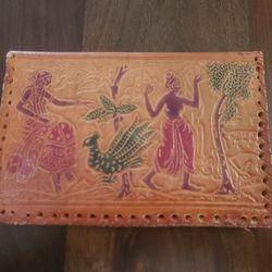 Vintage leather wallet organizer from India