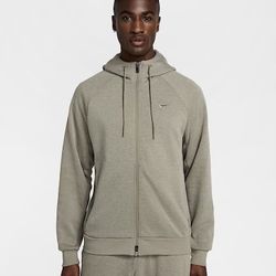 Nike Primary Fleece Dri-FIT UV Gray Full-Zip Performance Hoodie FZ0967-310, XL