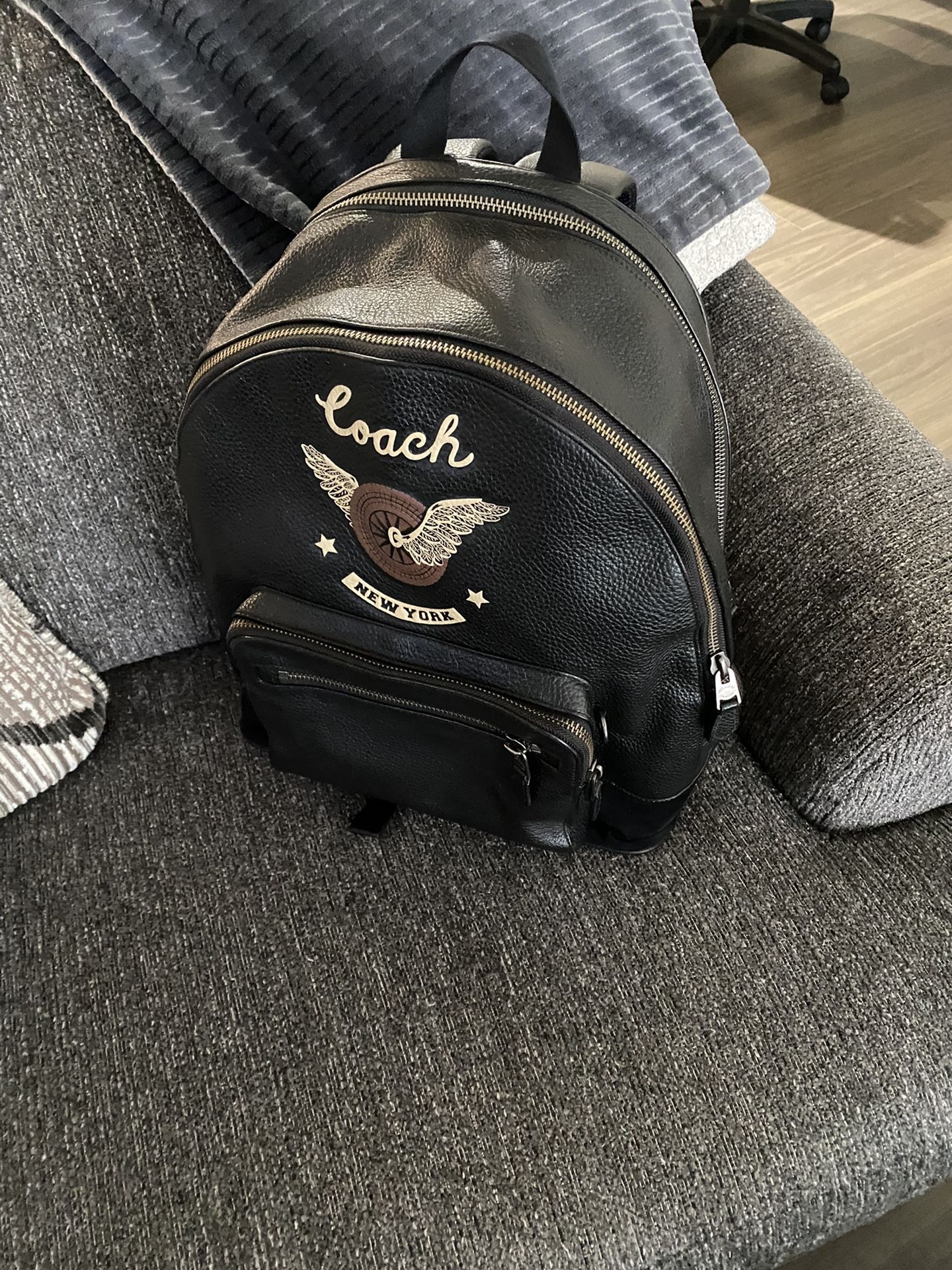COACH Easy Rider Motif Black Leather Backpack