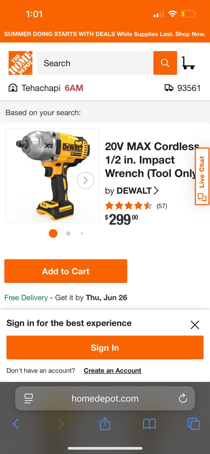 20V MAX Cordless 1/2 in. Impact Wrench (Tool Only