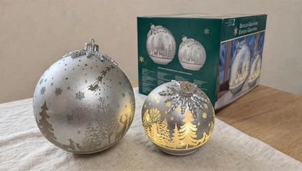Rotating Glass Ornament Decor with LED Lights – Bundle of 3 (Open Box)