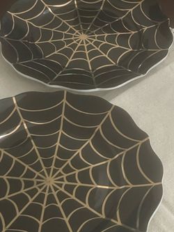 Spiderweb Halloween Plates Set of 2