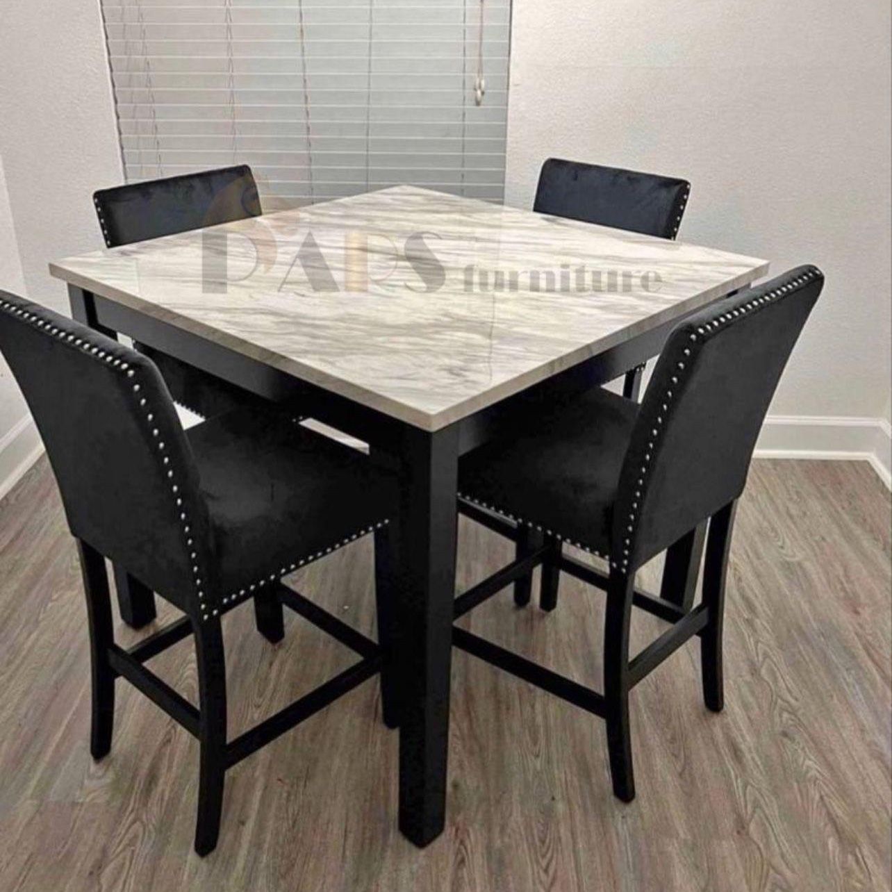 5Pc White HighCounter Dining Table Set 