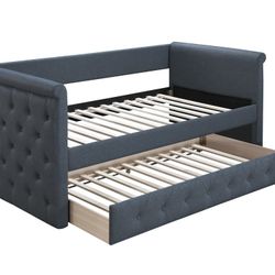 Brand New Charcoal/Gray/Biege Linen Twin/Twin Daybed
