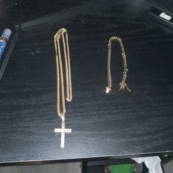 Gold (Nickel) Plated Necklace & (Solid) Gold Bracelet & 14k (Solid) Gold Necklace 