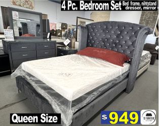 4Pc. Queen size Bedroom Set, furniture, recamaras